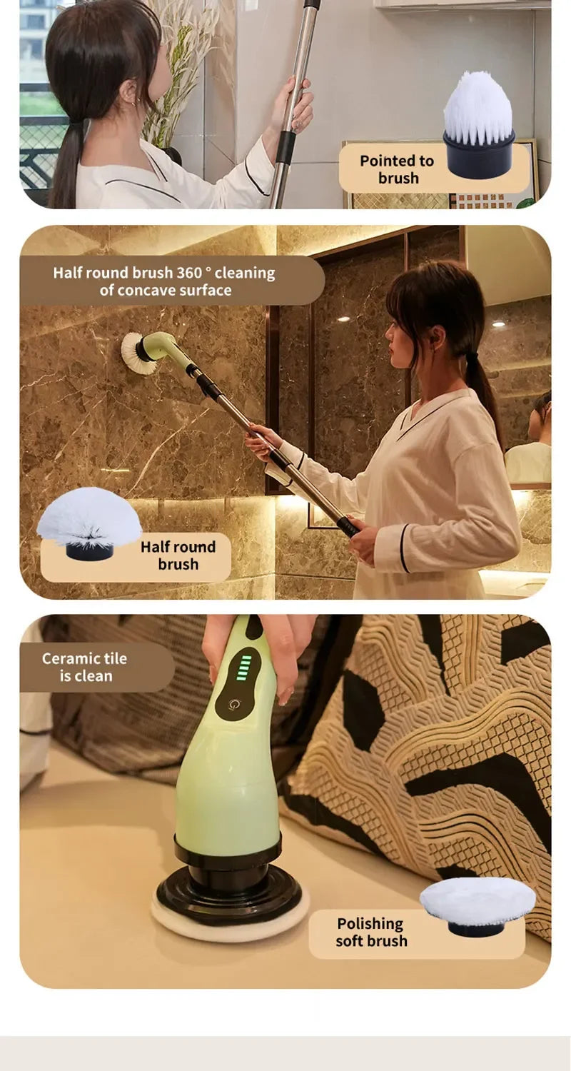 Cordless Spin Scrubber – 9-in-1 Electric Cleaning Brush for Kitchen, Bathroom & Toilet