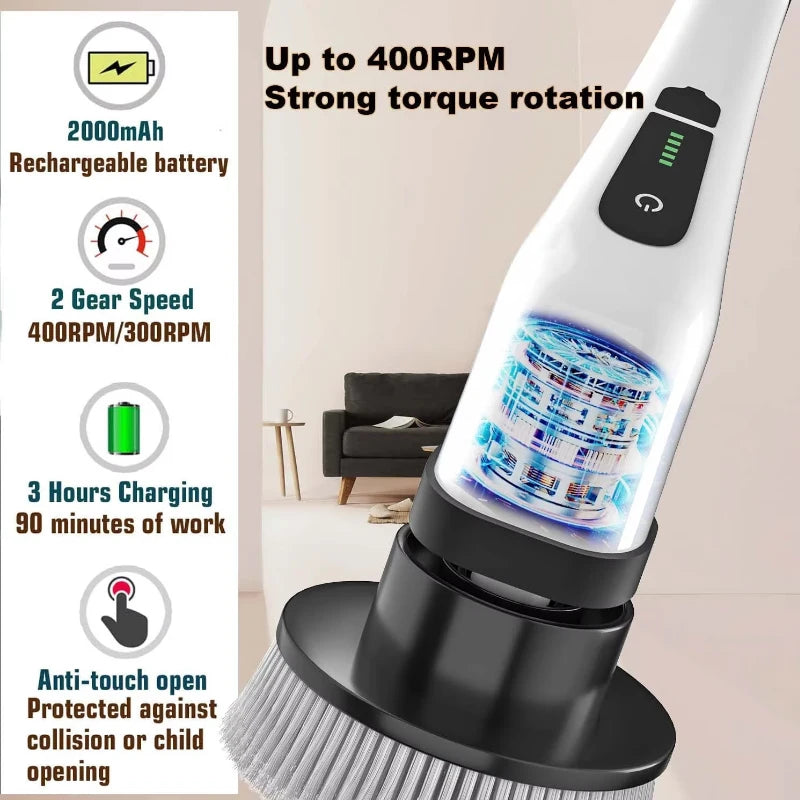 Cordless Spin Scrubber – 9-in-1 Electric Cleaning Brush for Kitchen, Bathroom & Toilet