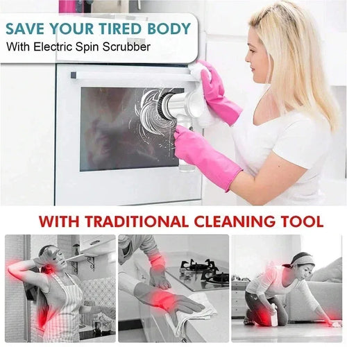 Electric Spin Scrubber 5-in-1 Cleaning Brush with 5 Replaceable Brush Heads for Bathroom Tile Bathtub Sink