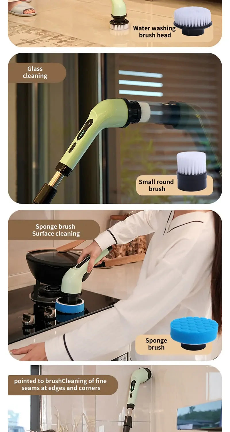 Cordless Spin Scrubber – 9-in-1 Electric Cleaning Brush for Kitchen, Bathroom & Toilet