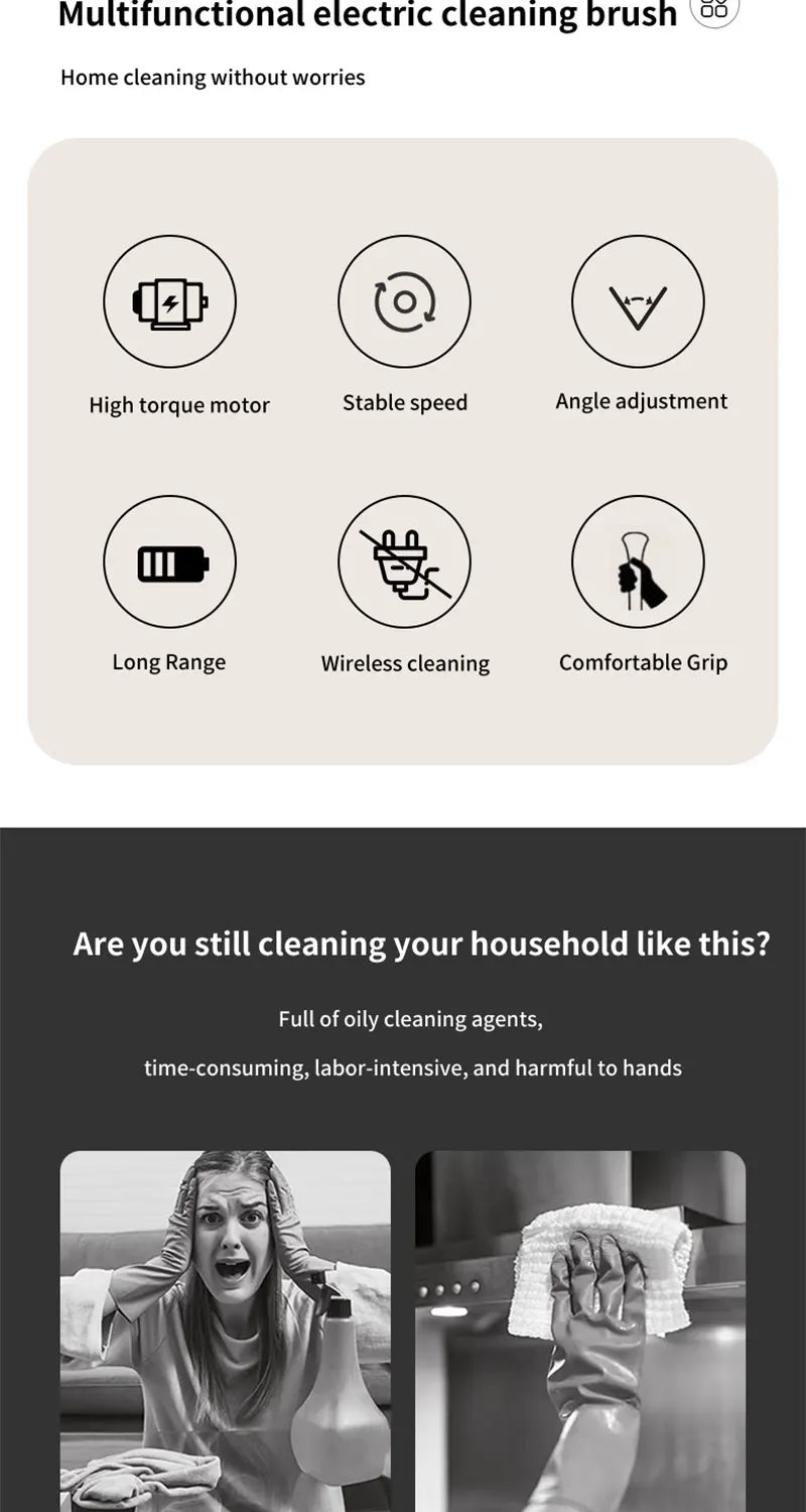 Cordless Spin Scrubber – 9-in-1 Electric Cleaning Brush for Kitchen, Bathroom & Toilet