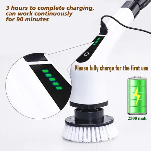 Cordless Spin Scrubber – 9-in-1 Electric Cleaning Brush for Kitchen, Bathroom & Toilet